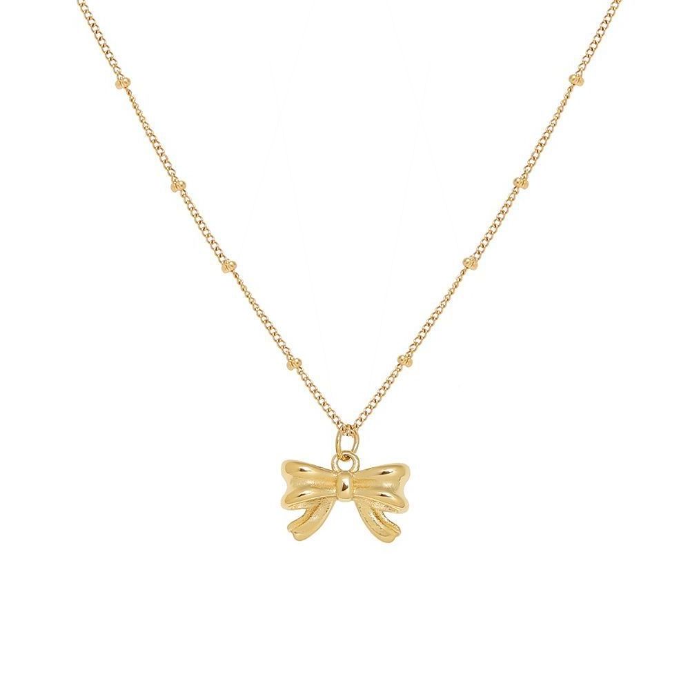 Custom 18k PVD Plated Girls Gift Pendant Necklace Gold Bow-Knot Charm necklace Stainless Steel Women's Jewelry