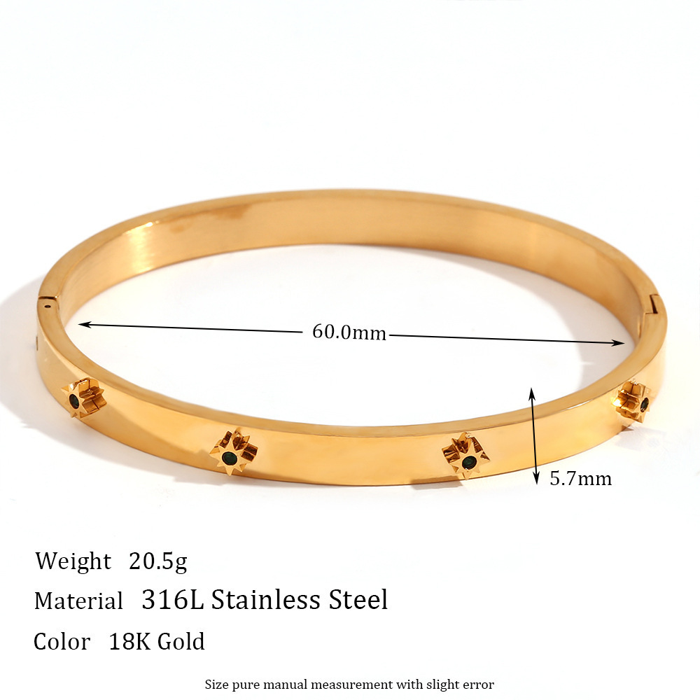 Wholesale waterproof men women cuff bangle bracelet custom gold jewelry 18k gold plated stainless steel bangle bracelet