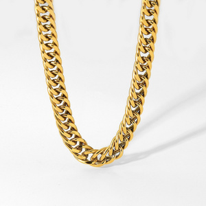 INS hot 10mm Gold Plated stainless steel Double Cuban Link Curb thick Chain Necklace