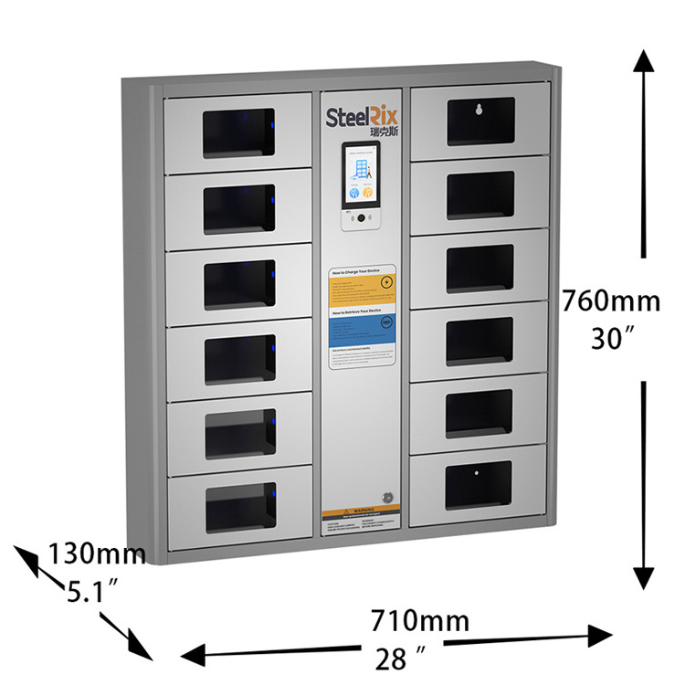 12 Doors 3 in 1 Steel Clear Door Steel Cell Mobile Phone Charging Station Lockers With Screen