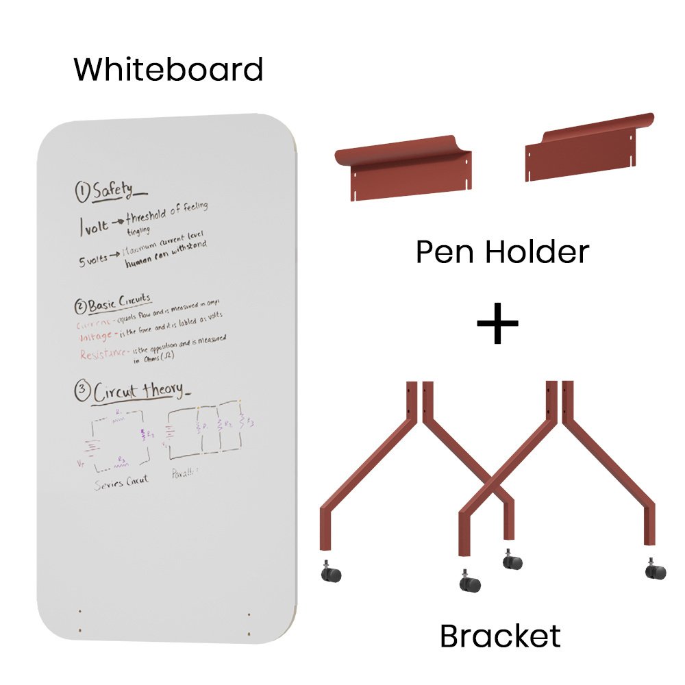 Classroom Large Dry Erase Magnetic Double Sided Rolling Mobile Whiteboard