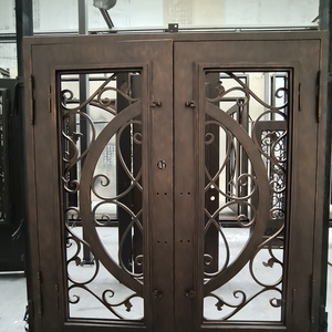 Galvanized Cast Door Exterior Double Security Steel Front Wrought Iron Doors-ID 210