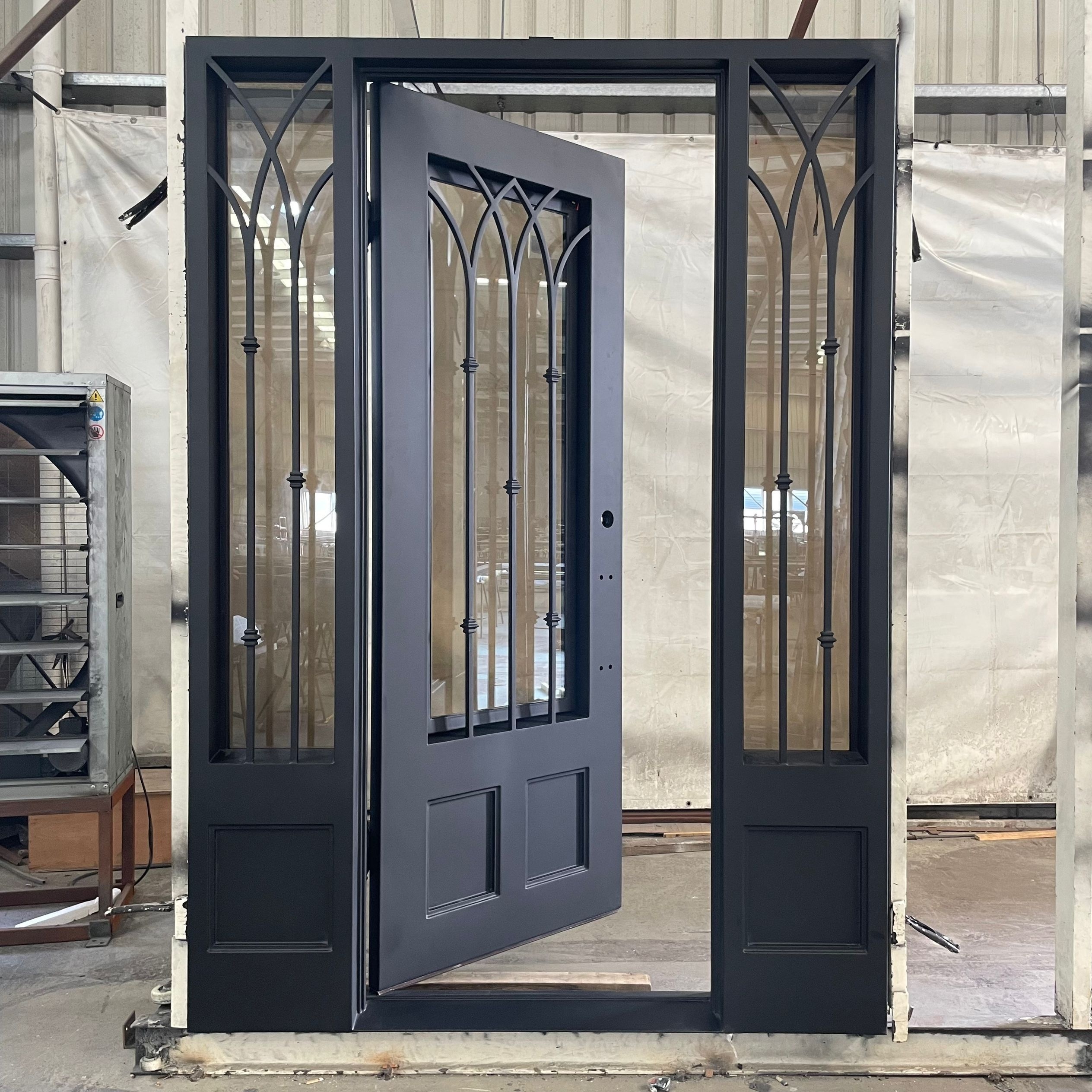 American Arch Door French Entry Exterior Entrance Patio Steel Double Front Wrought Iron Doors cast iron door