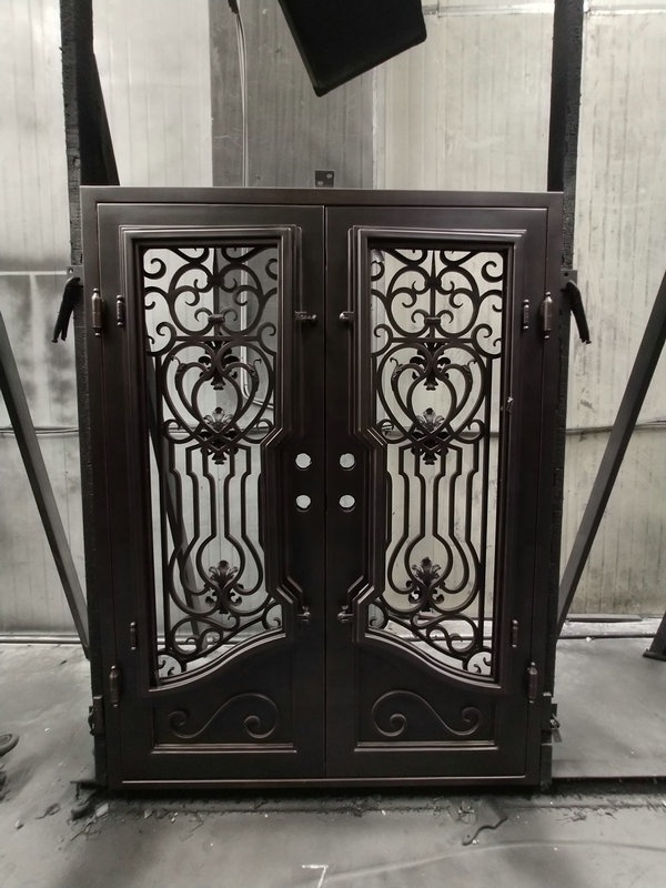 Modern front entry wrought iron doors, removable bug screen  ID-222 customized iron door European style Interior door