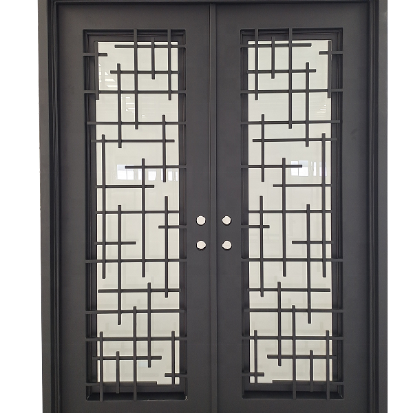 Modern front entry wrought iron doors, removable bug screen  ID-222 customized iron door European style Interior door