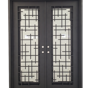 Modern front entry wrought iron doors, removable bug screen  ID-222 customized iron door European style Interior door