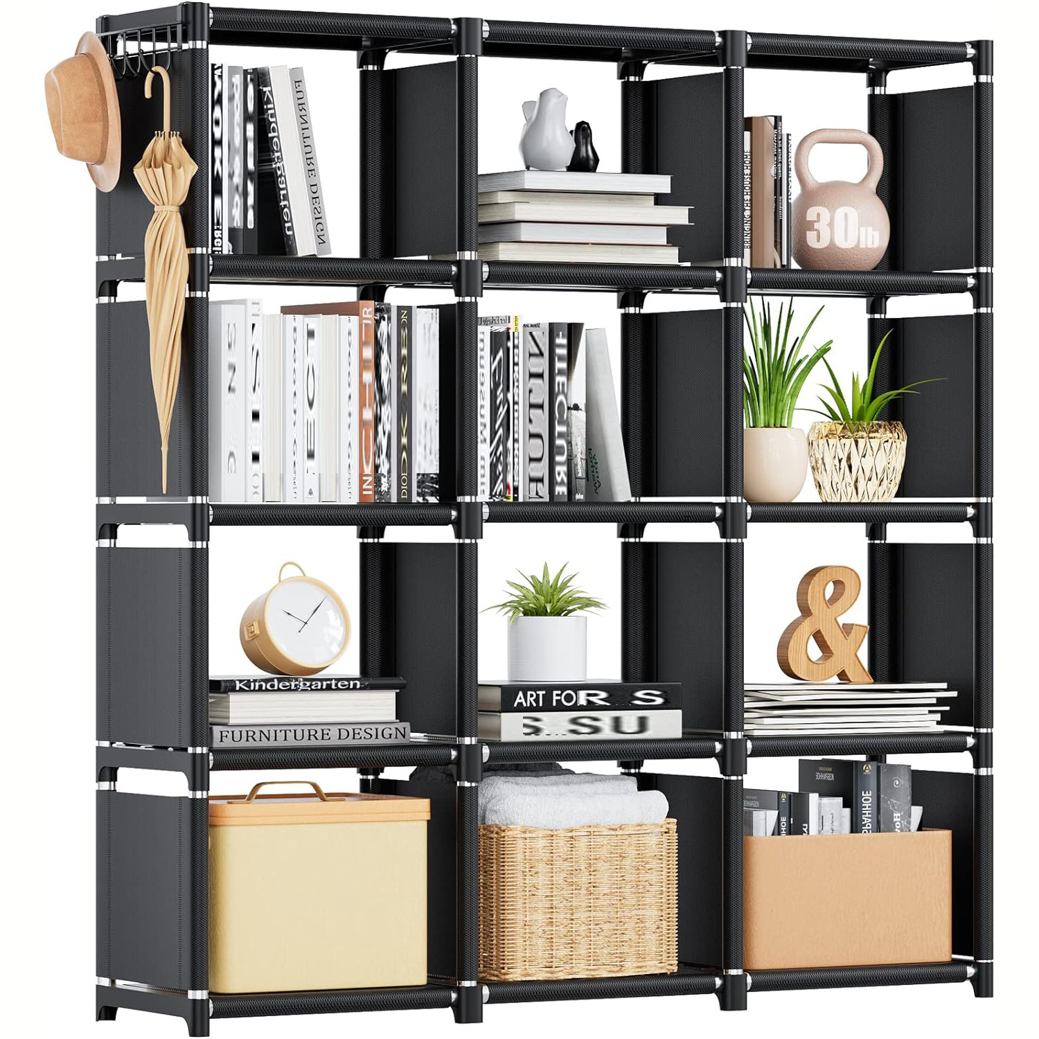 3-Row Bookshelf Modular Storage Rack, Vertical Cabinet Bookshelf in Bedroom Living Room, Suitable For Storing Books And Clothes