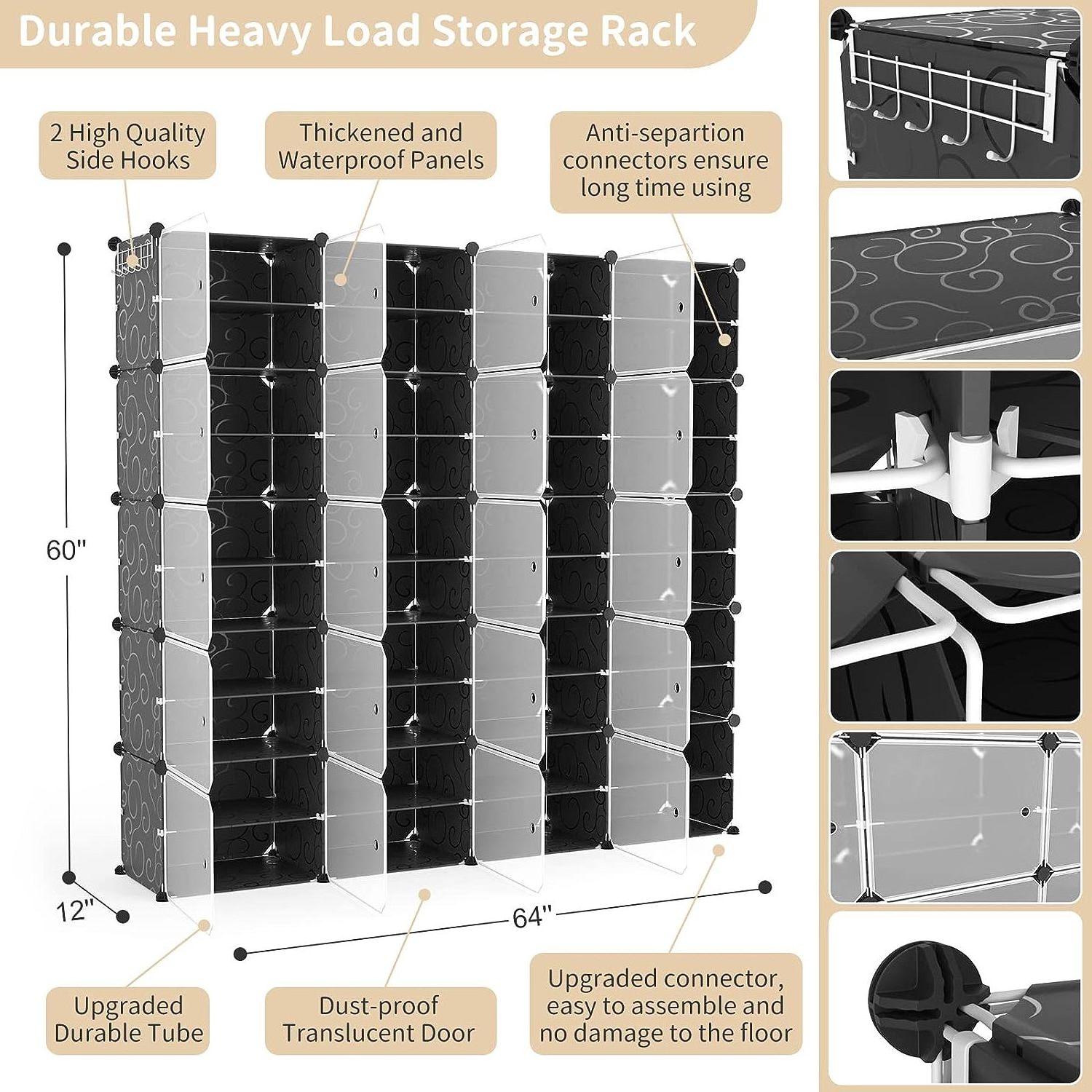 Plastic Cube Storage 6-cube Closet Organizer Storage Shelves Cubes Organizer Diy Plastic Closet Cabinet Modular Book Shelf Organ