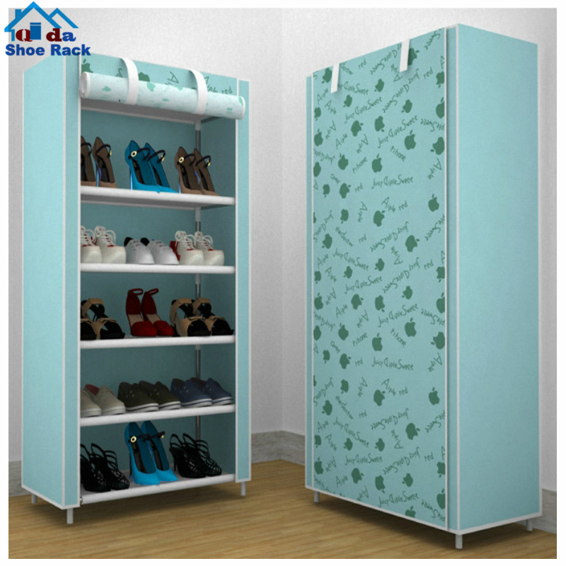 6 tire non-slip fabric frame high heels shoes rack for sales