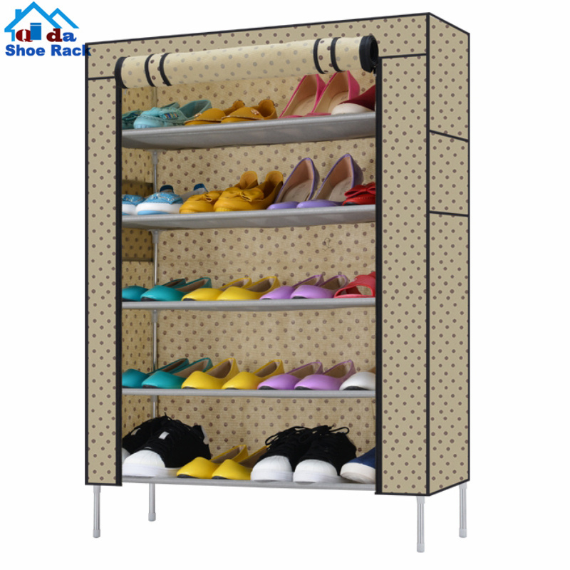 6 tire non-slip fabric frame high heels shoes rack for sales