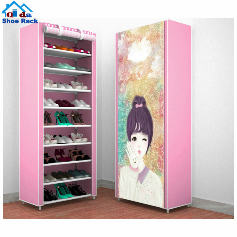 6 tire non-slip fabric frame high heels shoes rack for sales