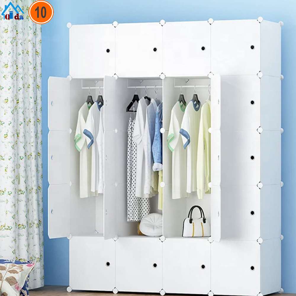 QIDA Children Wardrobe Kid Cute Baby Portable Closet Bedroom Armoire Clothes Hanging Storage Rack Cube Organizer