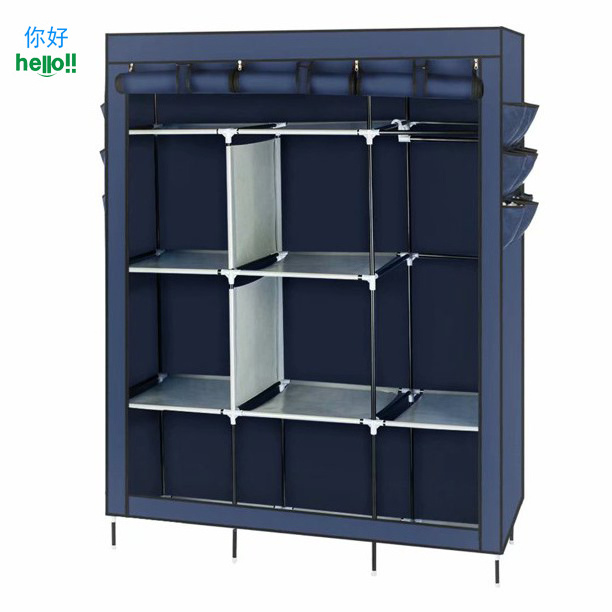 Portable Fabric Closet Storage Organizer Clothes Wardrobe Shoe Rack with Cover Shelves