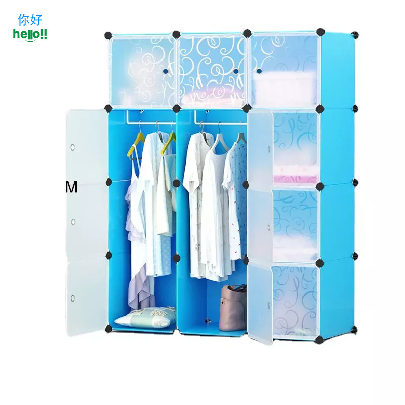 Plastic Wardrobe Bedroom Wardrobe Furniture 7 Doors Modern Storage Cabinet With Clothes Hangers And Shelf