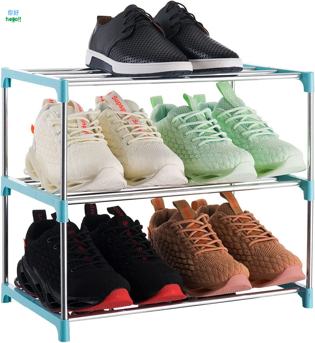 Simple Trending 5-tier Stackable And Expandable Shoe Rack With Side 6 Shoes Pockets