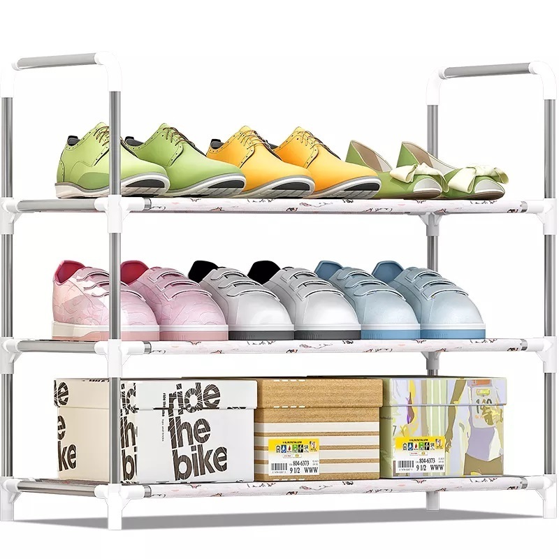 Shoe Rack Boots Storage Organizer 6 Tiers Closet Entryway Shelf Stackable Cabinet Tower Double Row Non-woven Fabric