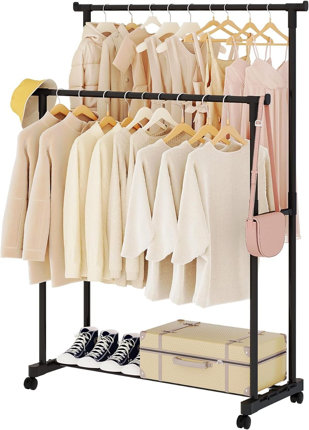 Multi-function 3 layers Standing folding  Plastic Clothes Hanging Rack Coat Racks