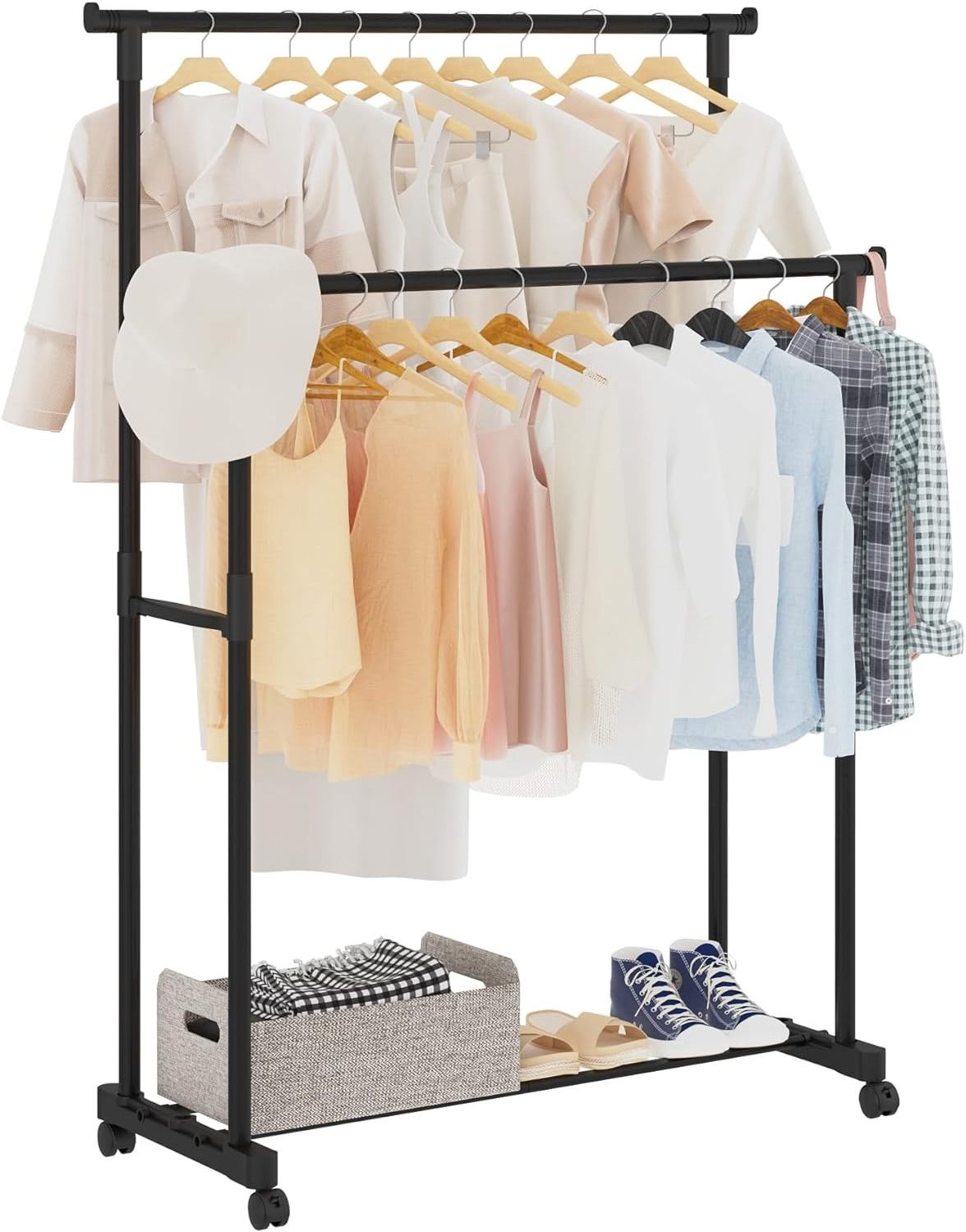 Multi-function 3 layers Standing folding  Plastic Clothes Hanging Rack Coat Racks