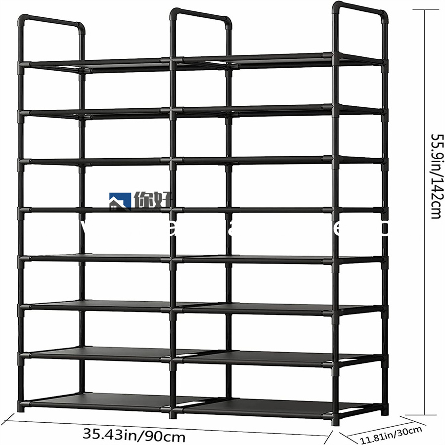 Boots Storage Shelf Adjustable Shoe Organizer Metal 7 Tier Stackable Shoe Rack With Side Hooks