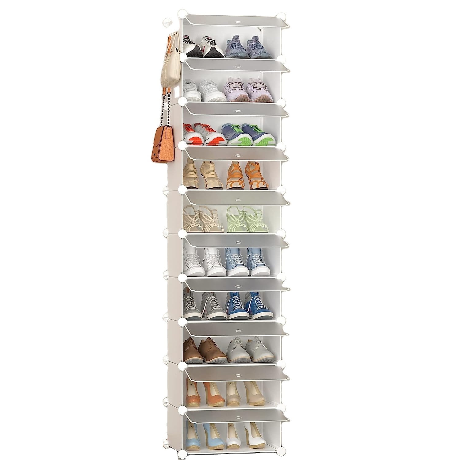 Shoe Storage, 10-Tier Shoe Rack Organizer for Closet 20 Pair Narrow Shoes Shelf Cabinet for Entryway, Bedroom and Hallway