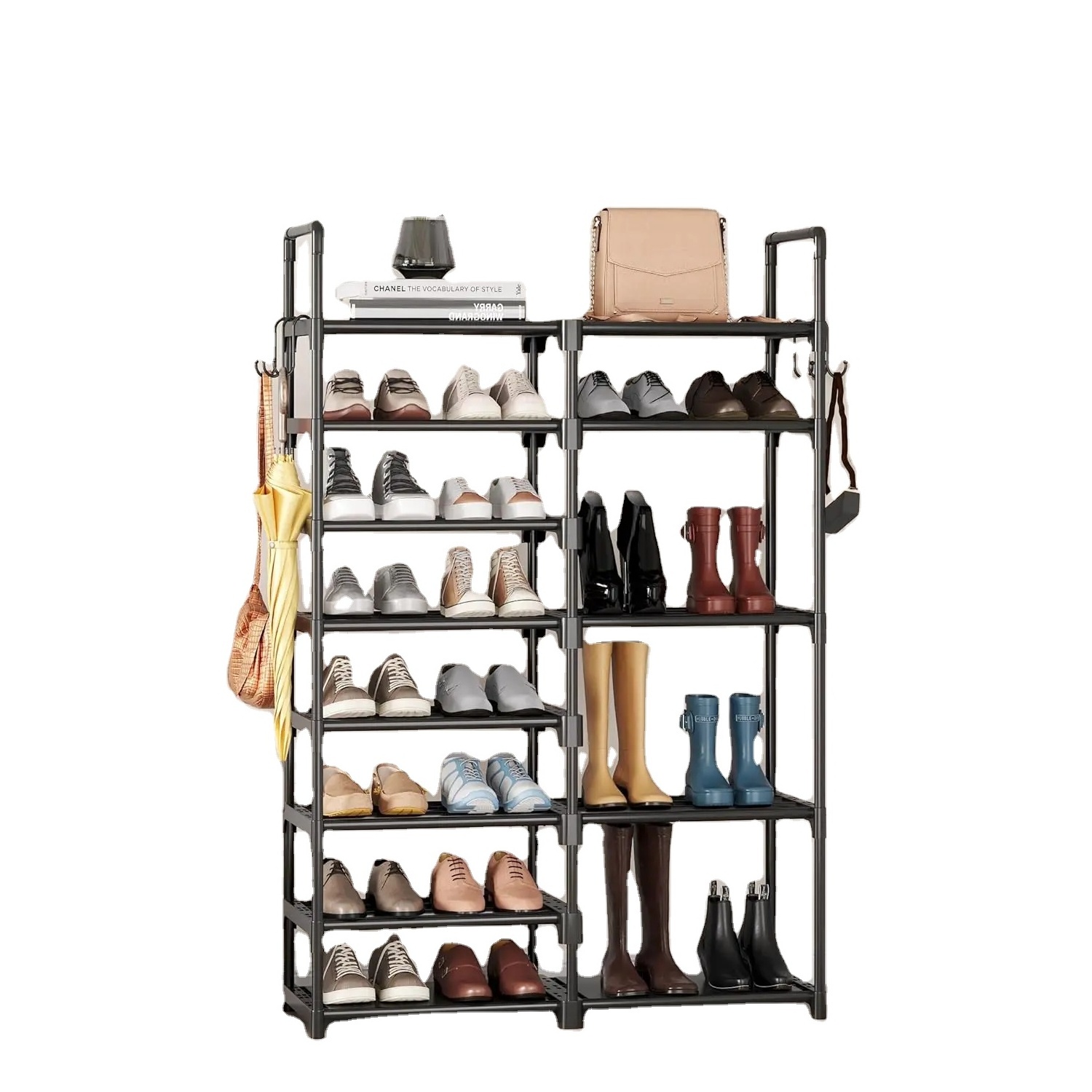 Shoe Rack 10 Tiers Tall Shoe Racks for Closet Entryway 20 25 Pairs Shoe Organizer Storage Shelf Durable Black