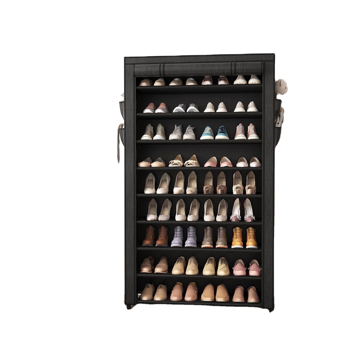 Shoe Rack with Covers - 10 Tiers Tall Shoe Rack Organizer Large Capacity Shoe Shelf Storage 40 Pairs Sp