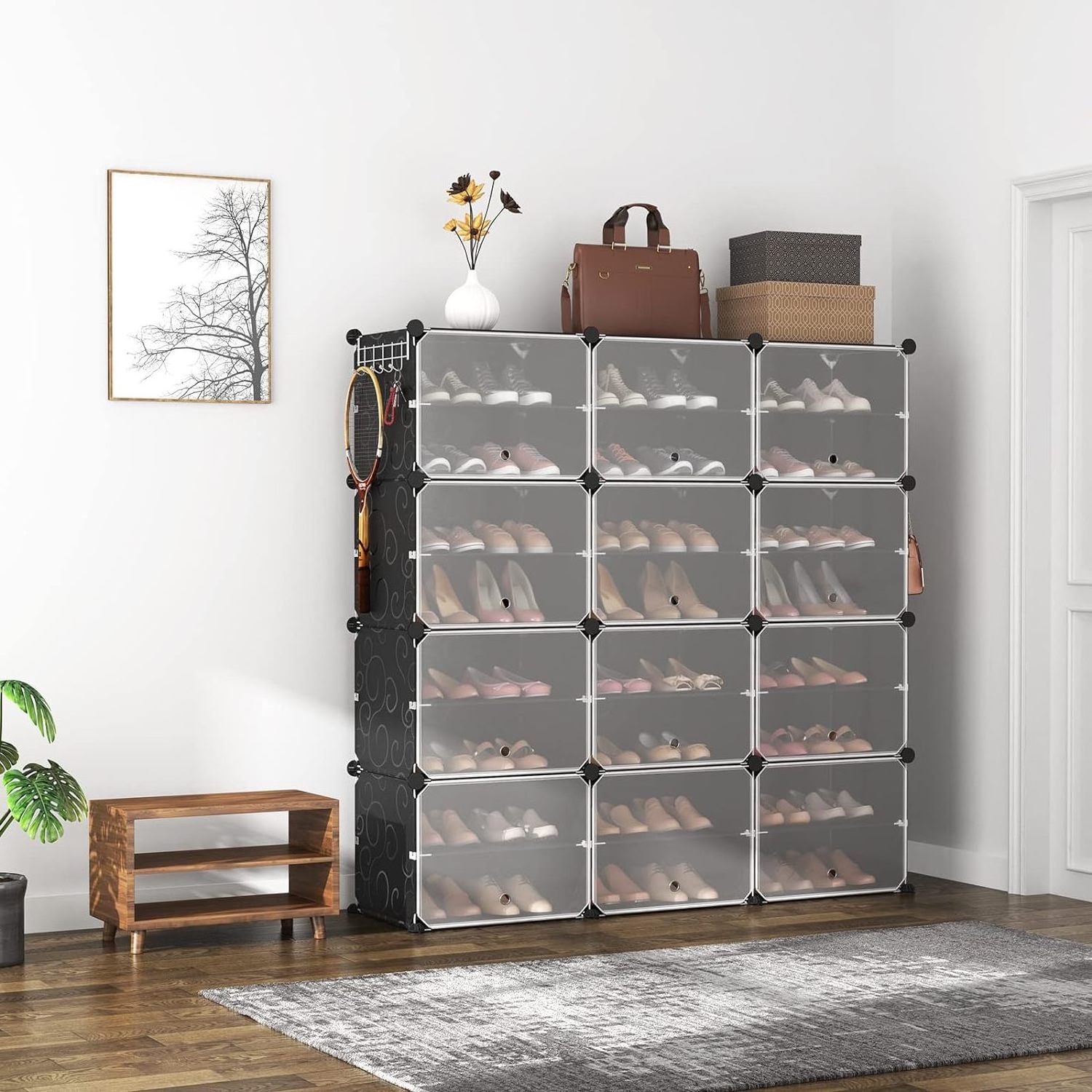 Portable Shoe Rack Organizer 8-Tier Shoe Cabinet 48-Pair Shoe