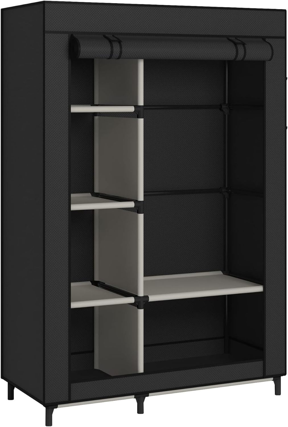 Portable Closet Organizers, Clothing Storage, Wardrobe with 6 Shelves and Hanging