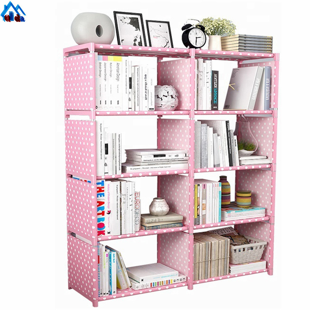 QIDA Living room furniture book rack adjustable library bookcase storage Rak buku