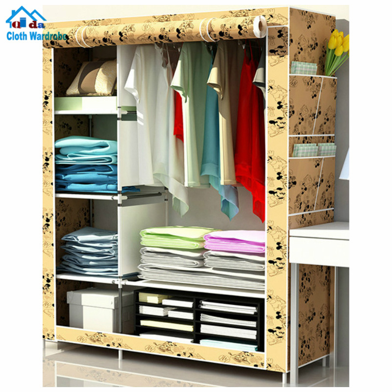 Chinese blue wardrobe/ folding canvas wardrobe/ folding cupboard wardrobe