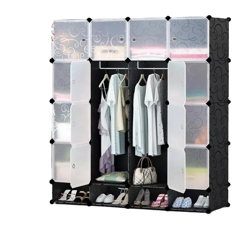 Portable Closet Storage Organizer Wardrobe Clothes Rack With Shelves