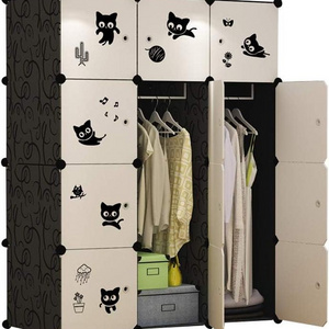 Cube Storage Organizer - 9 Cubes | Stackable Portable Closet Organizer Shelves Modular Cabinet with Doors and Hammer