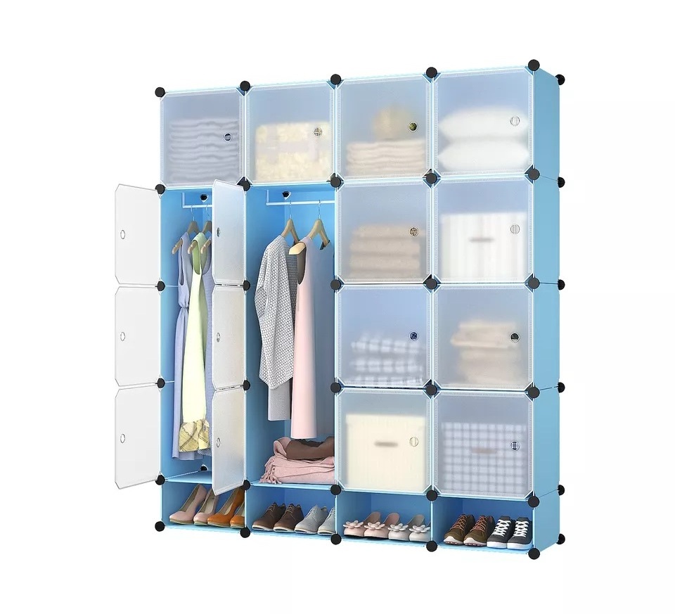 Portable Closet Storage Organizer Wardrobe Clothes Rack With Shelves