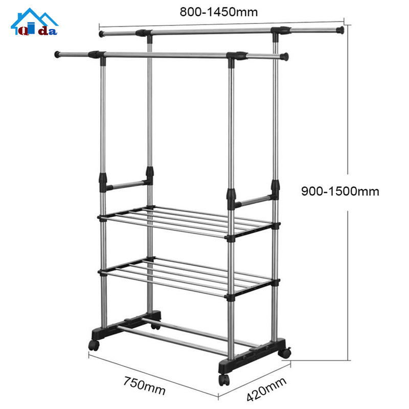 metal rack with wheels retail clothing display racks rail for hanging clothes for bedroom