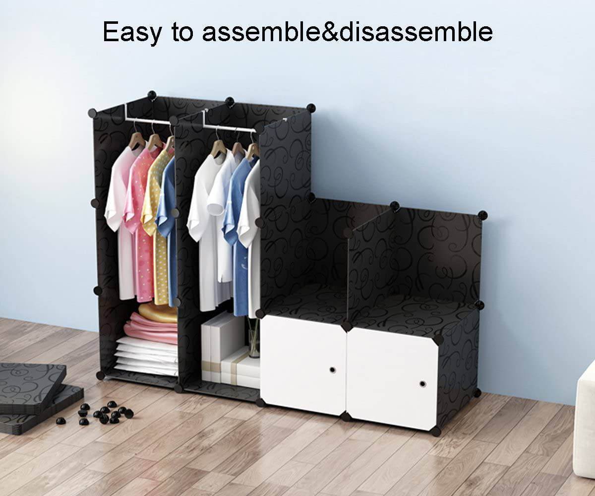 Portable Clothes Wardrobe Cabinet With Hanging Rails