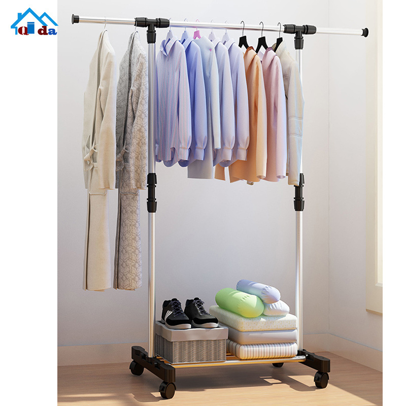 metal rack with wheels retail clothing display racks rail for hanging clothes for bedroom