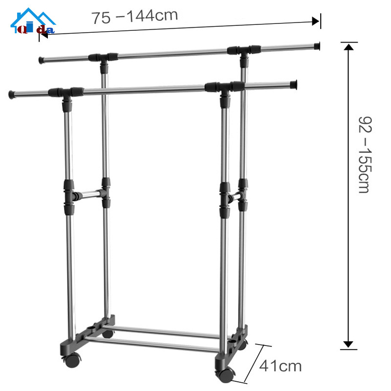 Heavy duty single pole extendable clothes hanging stand