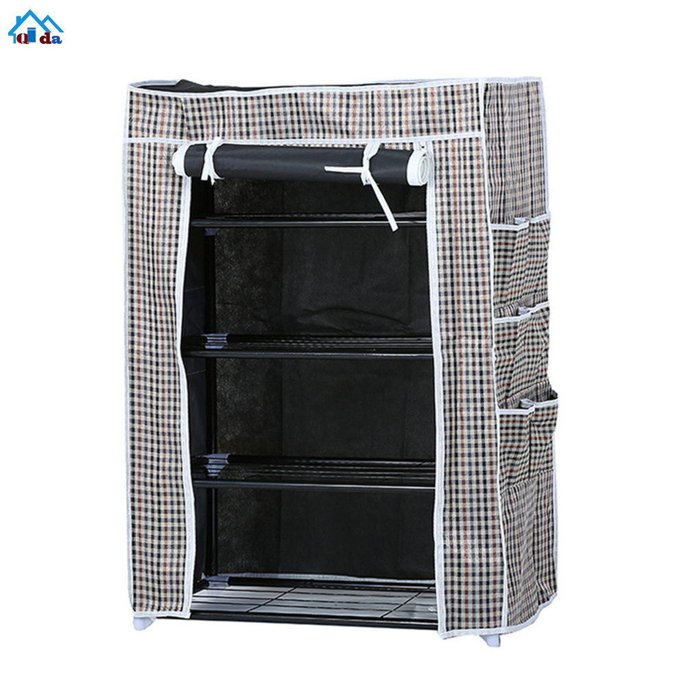 50 pair portable fabric shoe rack organizer cabinet for store steel double layer shoes foldable matel shelf for home modern