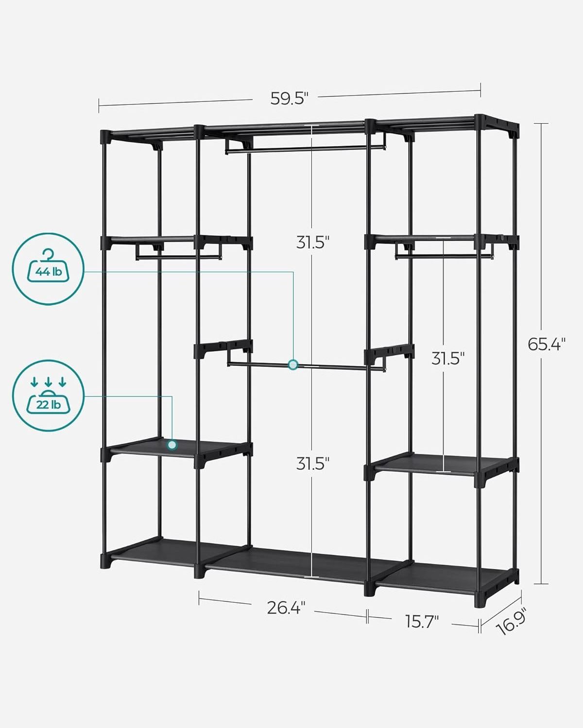 Free standing folding canvas Kids clothes armoire wardrobe