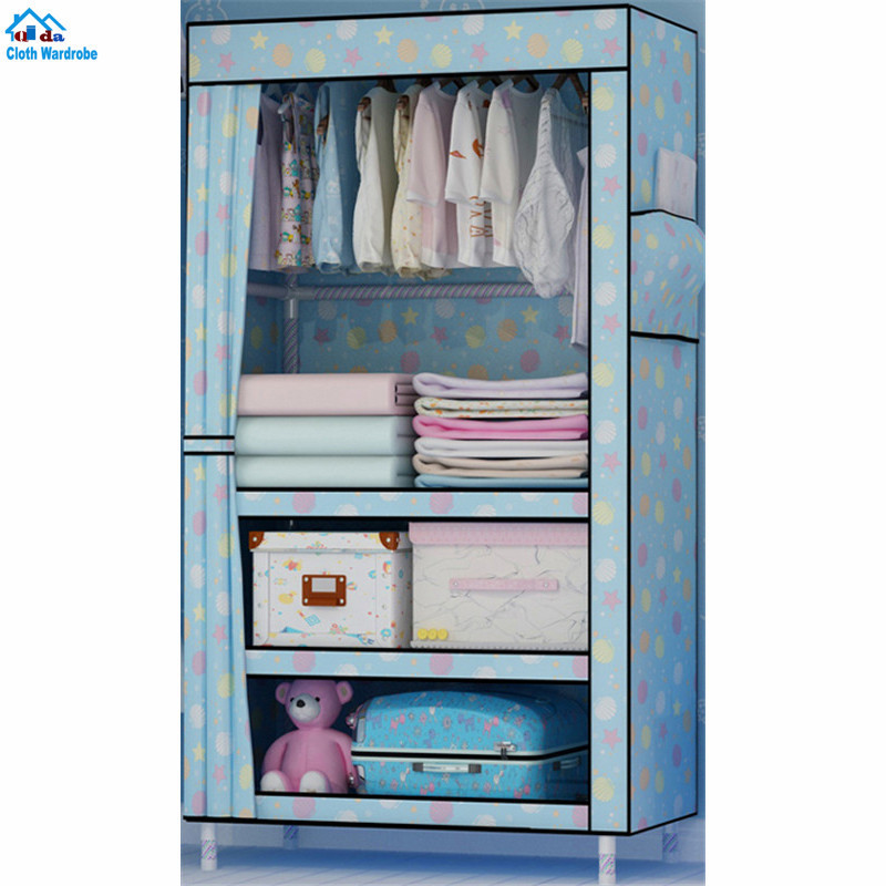 Children folding cheap corner bedroom wardrobe Quick Assemble Folding Armoire bedroom Wardrobe for kids