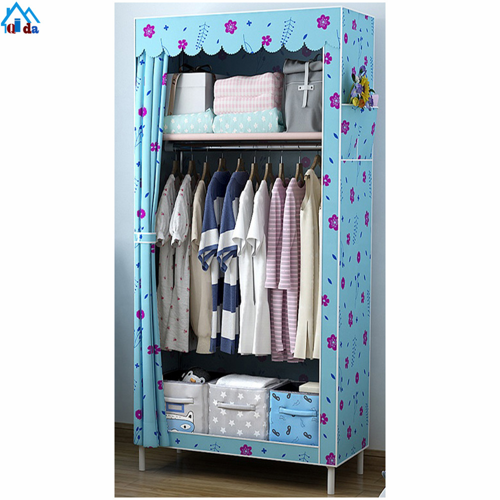 Children folding cheap corner bedroom wardrobe Quick Assemble Folding Armoire bedroom Wardrobe for kids