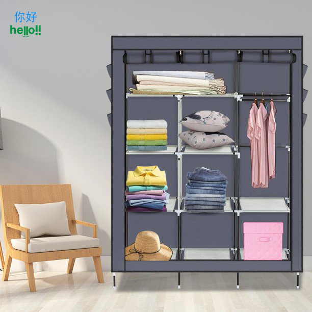 Closet Organizer and Storage Portable Closet Wardrobe Clothes Rack Standing Garment Cabinet