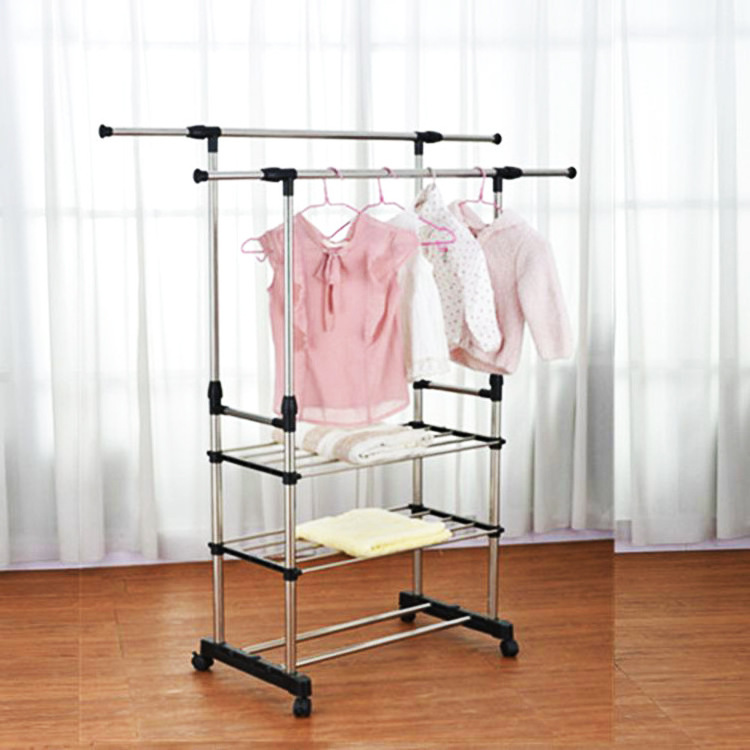 QIDA Portable Folding Stainless Steel Cloth Hanger For Shops Cloth Drying Rack