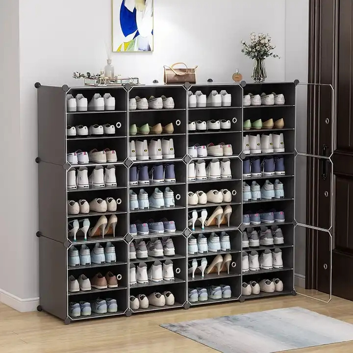 Hot selling plastic collapsible shoe rack 50 pairs