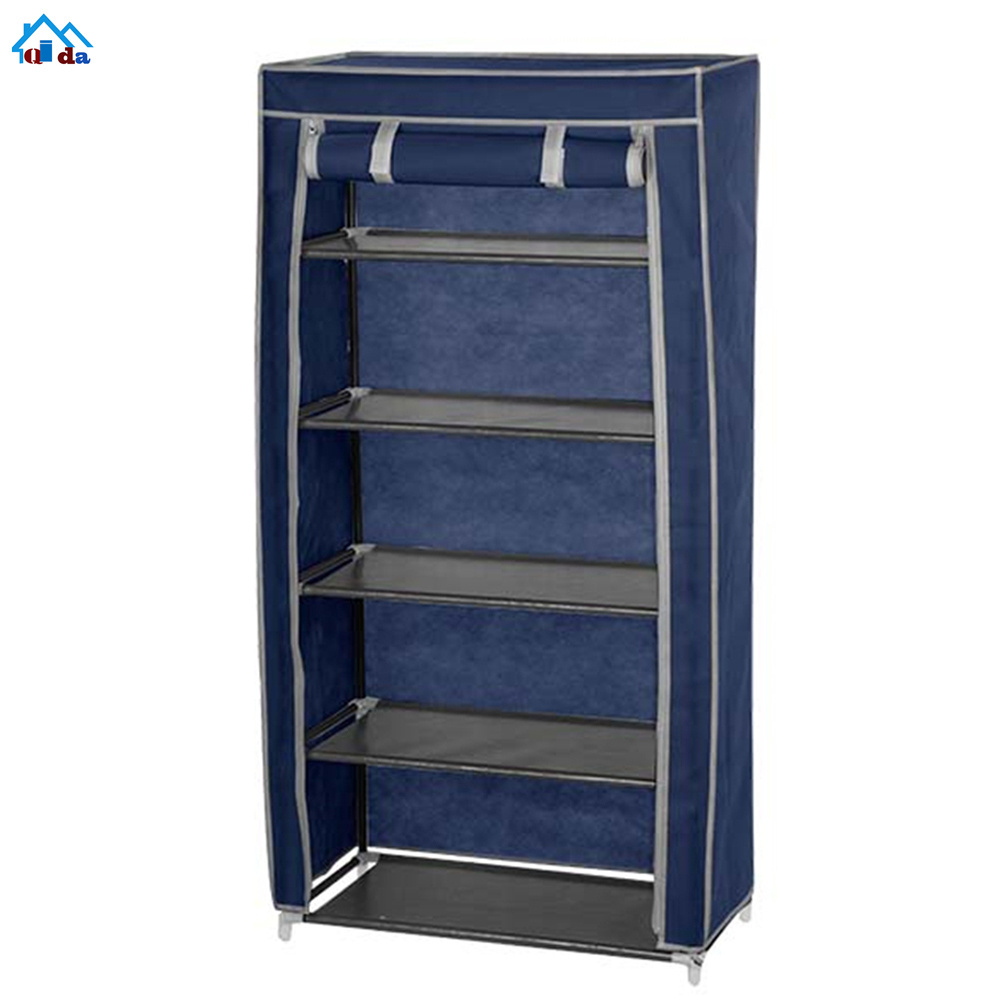 7 Tiers Portable Shoe Rack Closet with Fabric Shoe Storage Organizer Cabinet Black