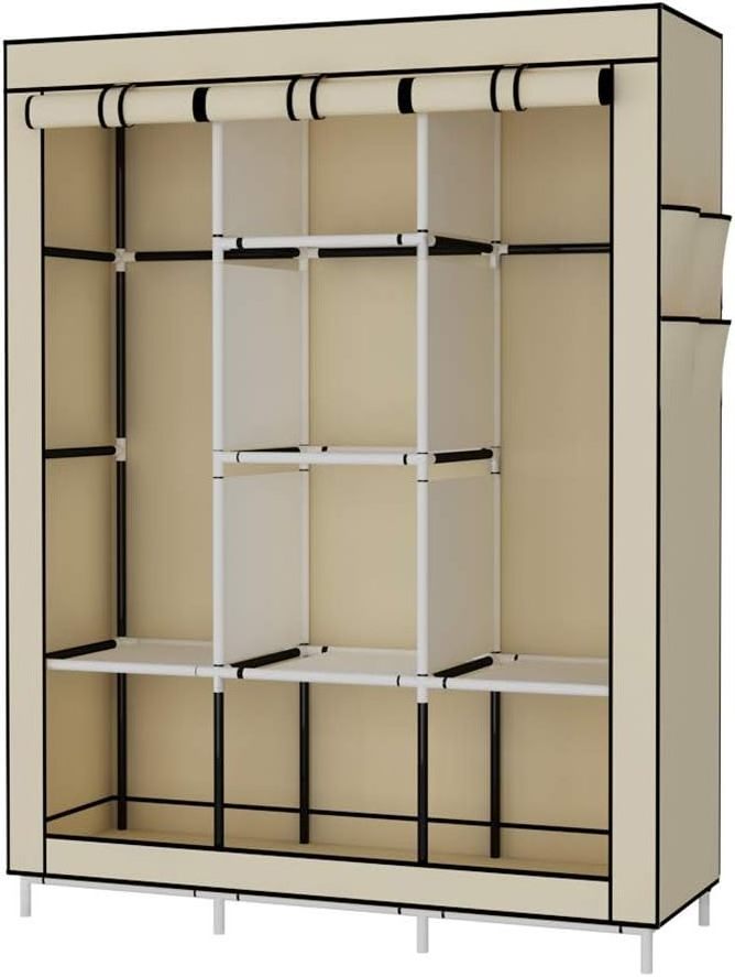 Portable Clothes Closet with 3 Drawers Boxes Closet Organizer Wardrobe Clothes Storage Rack for Home Bedroom