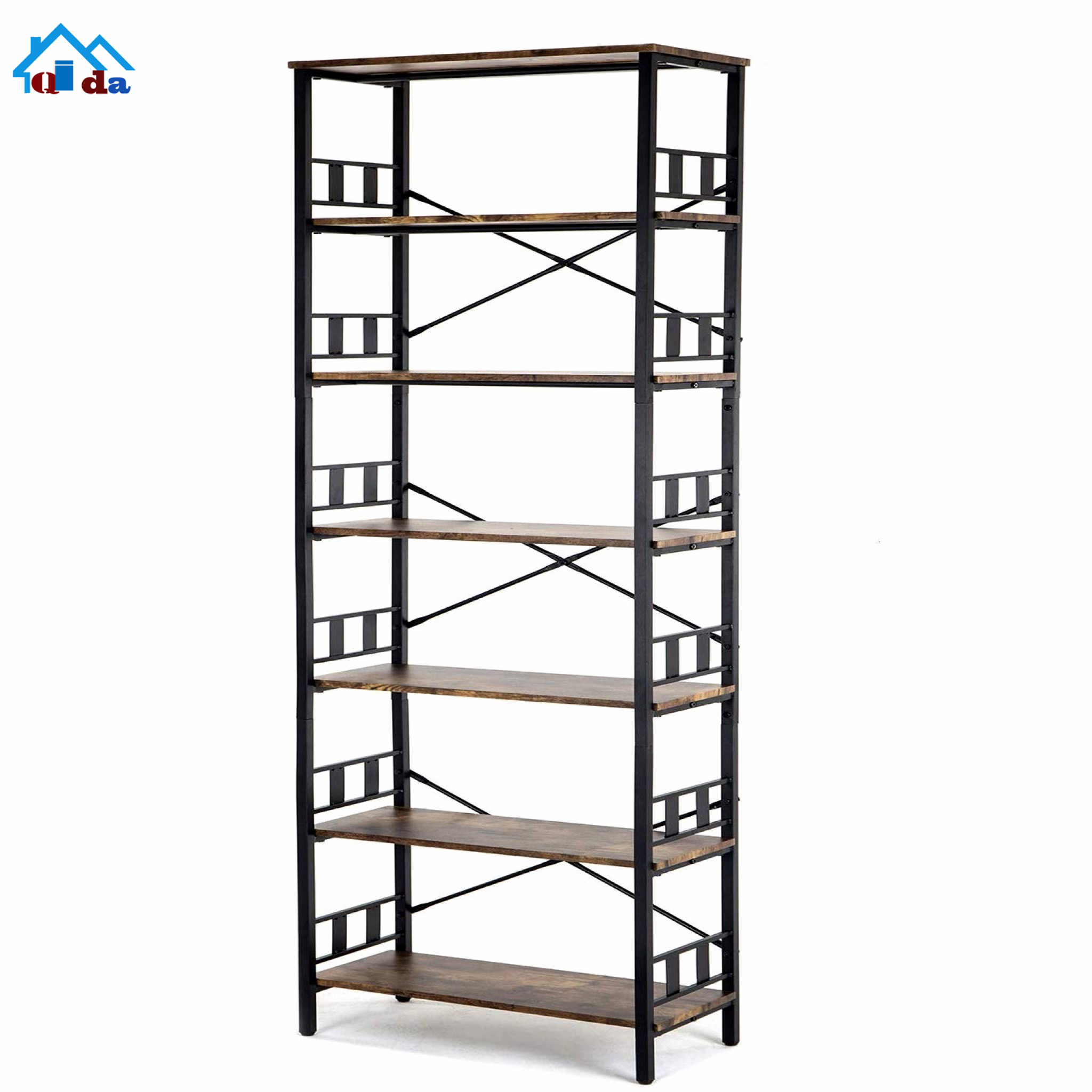 5 Shelf Bookcase Tall Bookshelf Industrial Style Bookshelves Vintage Standing Storage Shelf Units