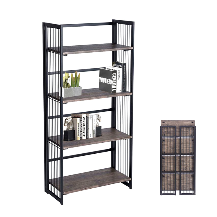 5-Shelf Black Modern Bookcase Open Wall Mount Ladder Bookshelf with Industrial Metal Frame