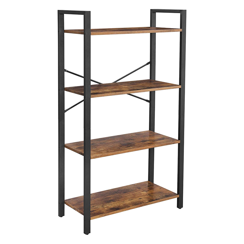 5-Shelf Black Modern Bookcase Open Wall Mount Ladder Bookshelf with Industrial Metal Frame