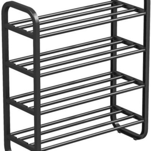 4 Tiers Shoe Rack, Black Sturdy Shoe Organizer for Closet, Shoe Storage